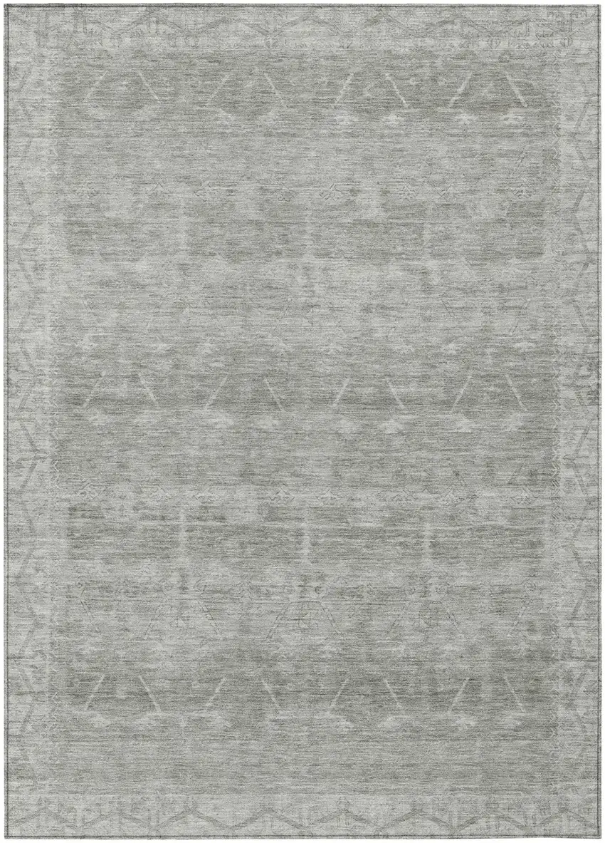Taupe And Brown Tribal Washable Indoor Outdoor Area Rug Photo 2