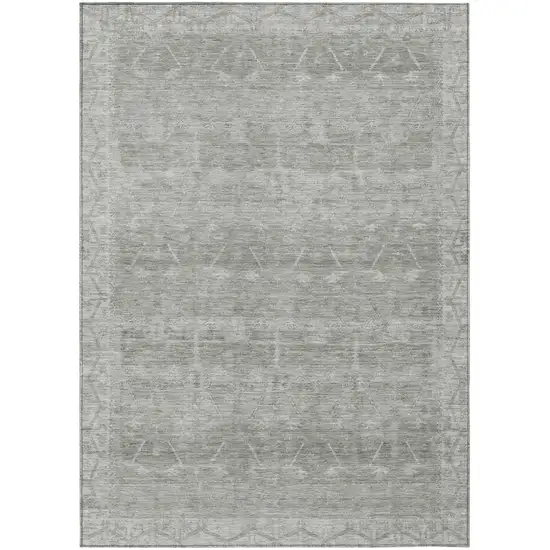 Taupe And Brown Tribal Washable Indoor Outdoor Area Rug Photo 2