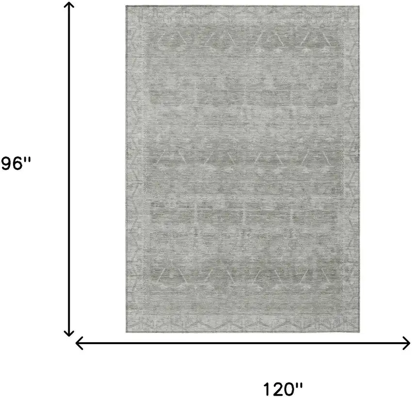 Taupe And Brown Tribal Washable Indoor Outdoor Area Rug Photo 7