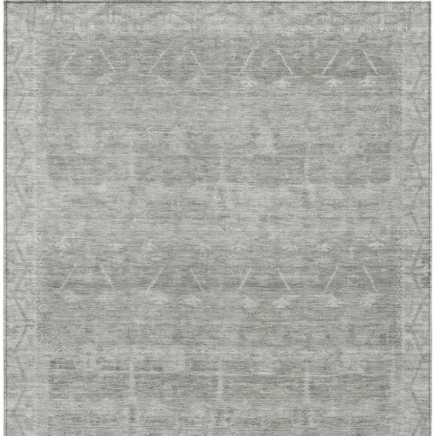 Taupe And Brown Tribal Washable Indoor Outdoor Area Rug Photo 4