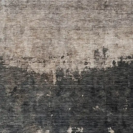 Taupe And Charcoal Abstract Washable Indoor Outdoor Area Rug Photo 6
