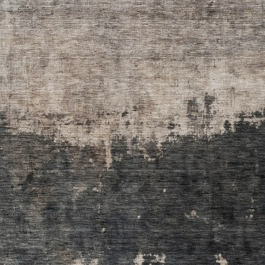 Taupe And Charcoal Abstract Washable Indoor Outdoor Area Rug Photo 6