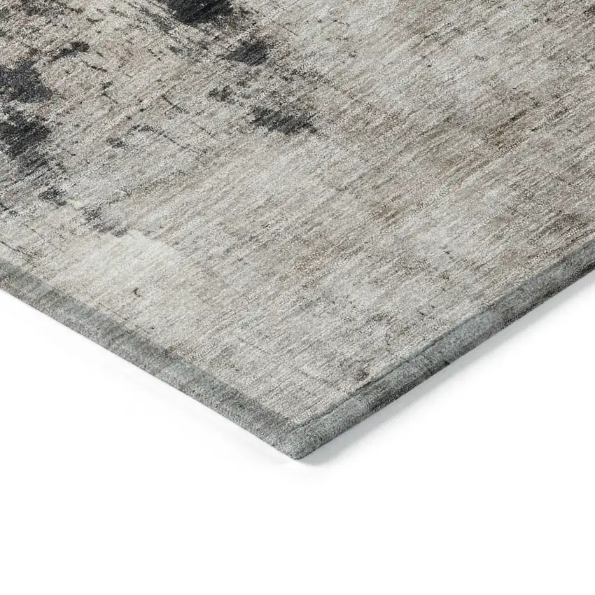 Taupe And Charcoal Abstract Washable Indoor Outdoor Area Rug Photo 5