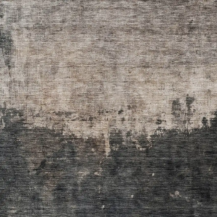 Taupe And Charcoal Abstract Washable Indoor Outdoor Area Rug Photo 6