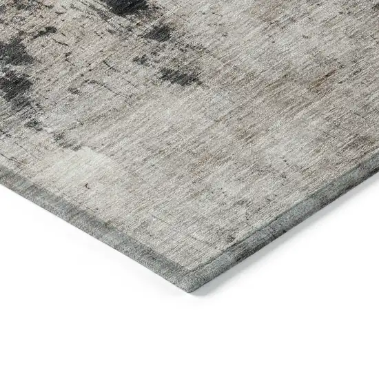 Taupe And Charcoal Abstract Washable Indoor Outdoor Area Rug Photo 5