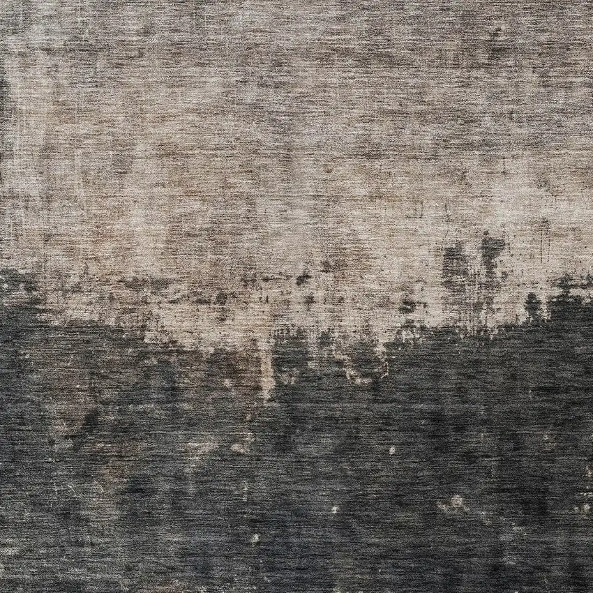 Taupe And Charcoal Abstract Washable Indoor Outdoor Area Rug Photo 6