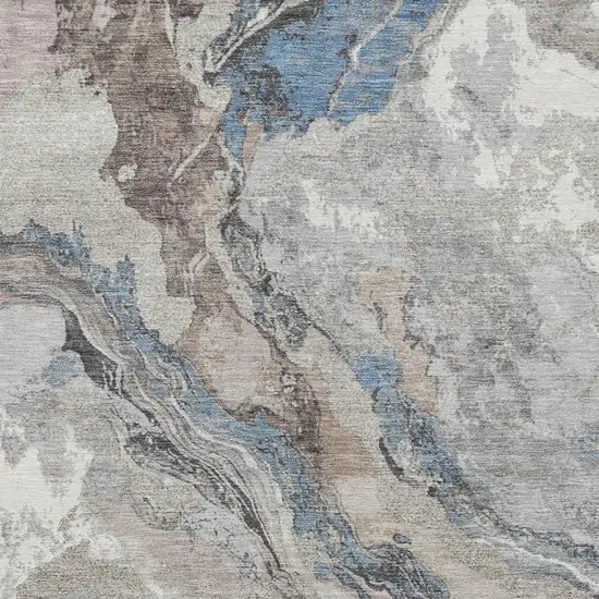 Taupe And Charcoal Abstract Washable Indoor Outdoor Area Rug Photo 3