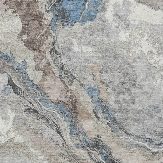 Taupe And Charcoal Abstract Washable Indoor Outdoor Area Rug Photo 7