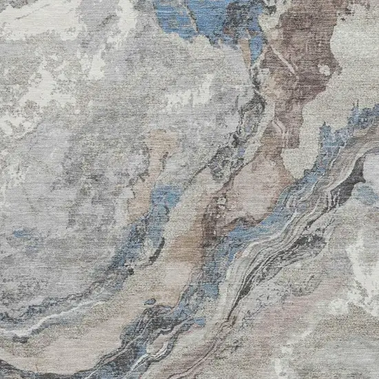 Taupe And Charcoal Abstract Washable Indoor Outdoor Area Rug Photo 3