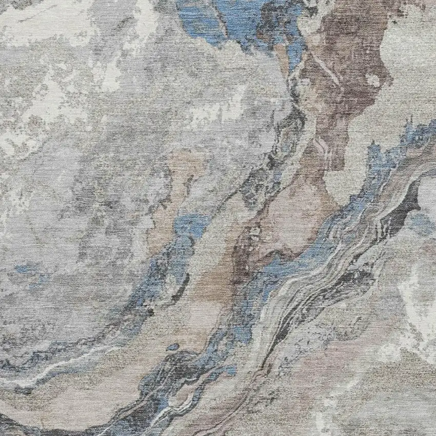 Taupe And Charcoal Abstract Washable Indoor Outdoor Area Rug Photo 3