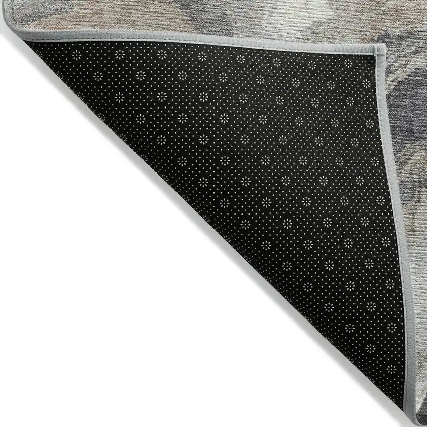 Taupe And Charcoal Abstract Washable Indoor Outdoor Area Rug Photo 7