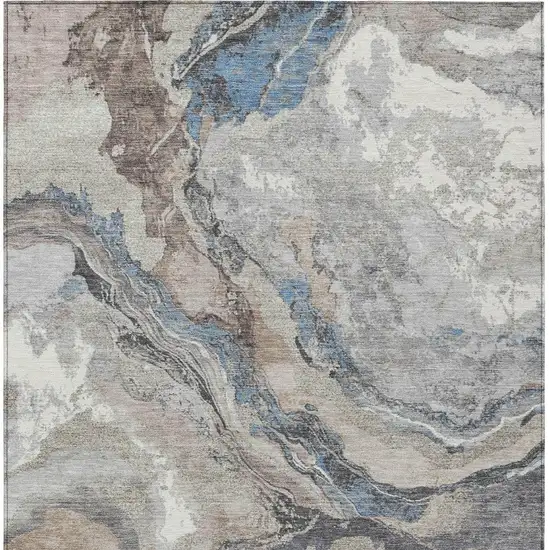 Taupe And Charcoal Abstract Washable Indoor Outdoor Area Rug Photo 8
