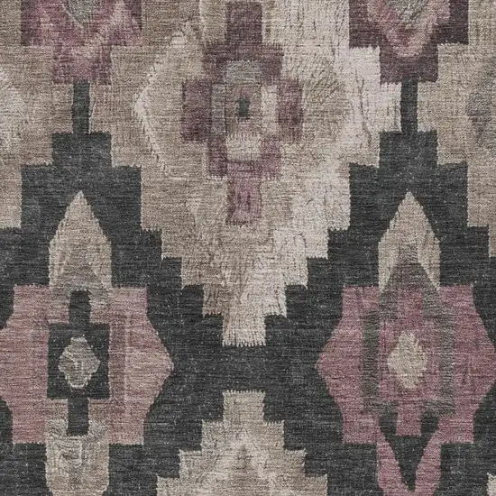 Taupe And Charcoal Aztec Washable Indoor Outdoor Area Rug Photo 4