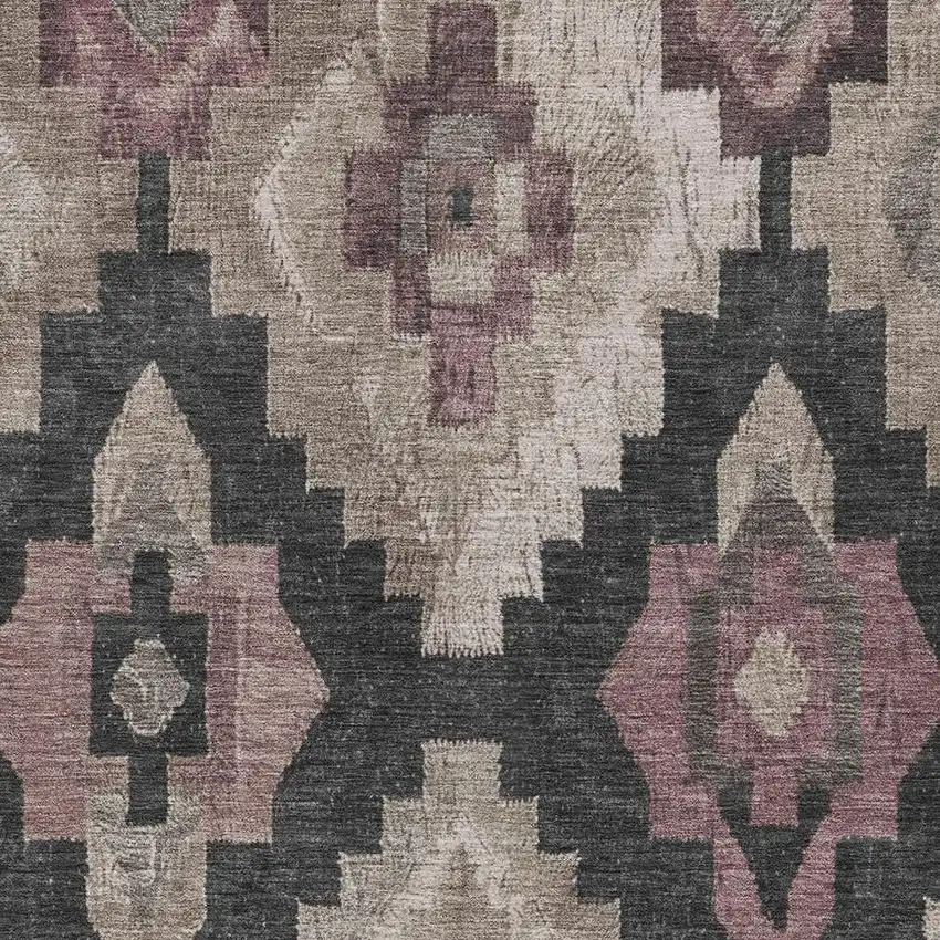 Taupe And Charcoal Aztec Washable Indoor Outdoor Area Rug Photo 4