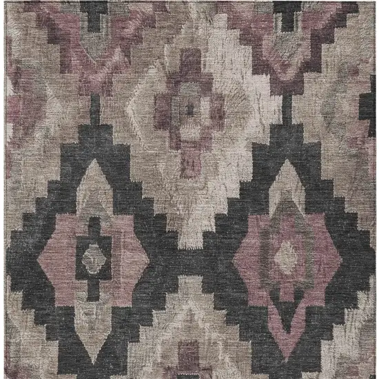 Taupe And Charcoal Aztec Washable Indoor Outdoor Area Rug Photo 9
