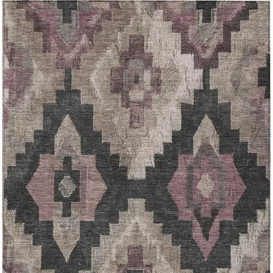 Taupe And Charcoal Aztec Washable Indoor Outdoor Area Rug Photo 4