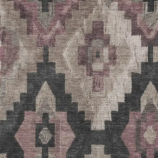 Taupe And Charcoal Aztec Washable Indoor Outdoor Area Rug Photo 7