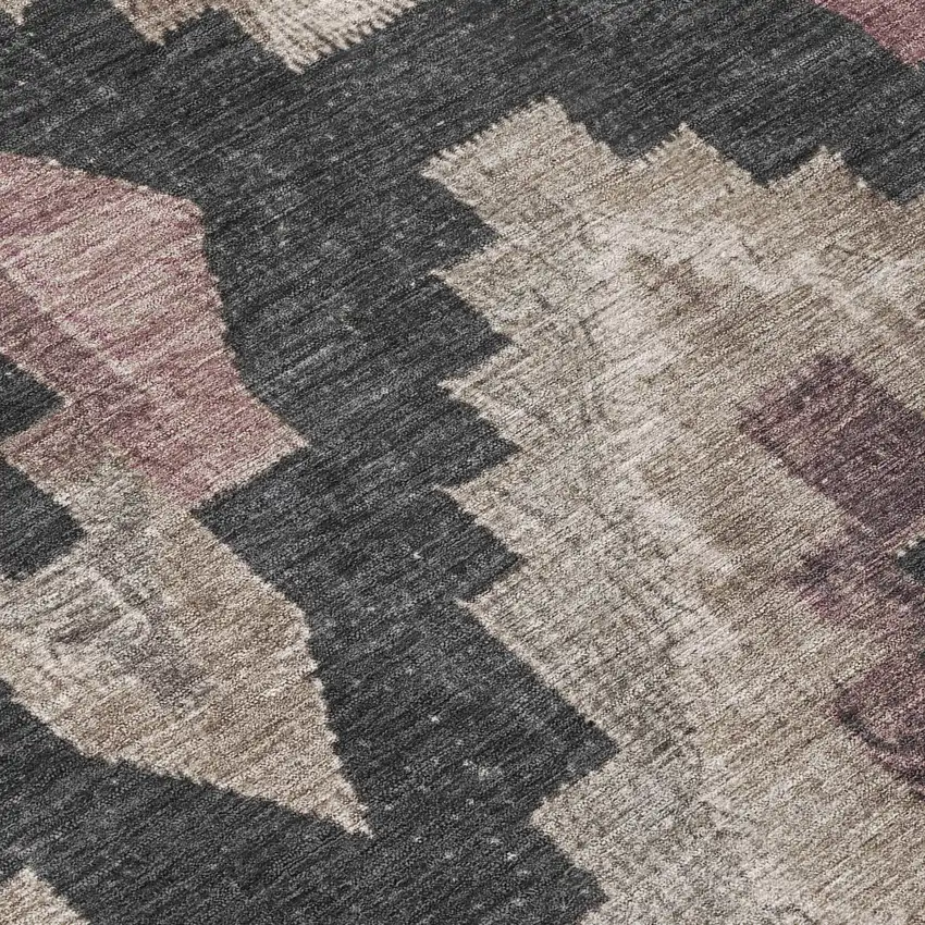 Taupe And Charcoal Aztec Washable Indoor Outdoor Area Rug Photo 9