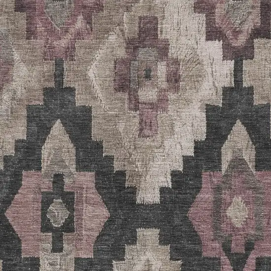 Taupe And Charcoal Aztec Washable Indoor Outdoor Area Rug Photo 3