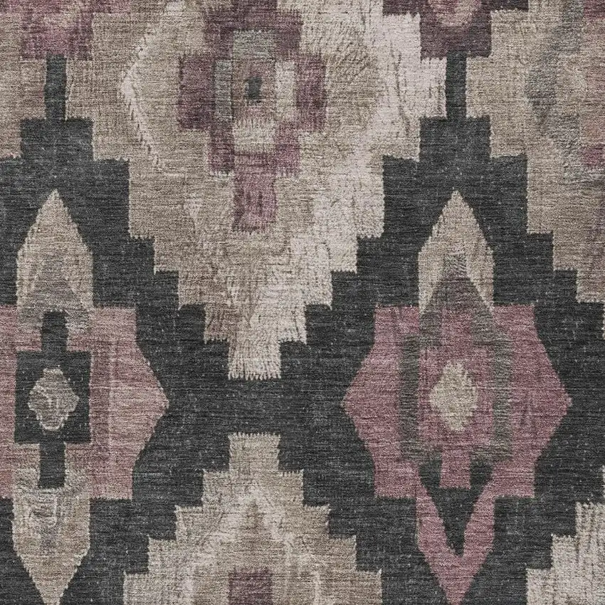 Taupe And Charcoal Aztec Washable Indoor Outdoor Area Rug Photo 4