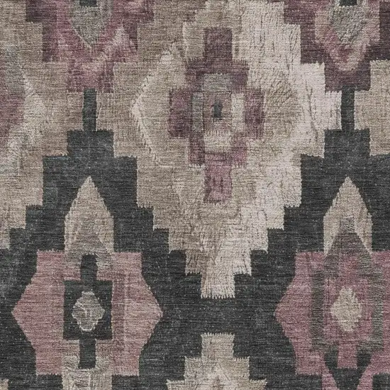 Taupe And Charcoal Aztec Washable Indoor Outdoor Area Rug Photo 3