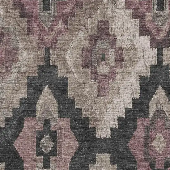 Taupe And Charcoal Aztec Washable Indoor Outdoor Area Rug Photo 3