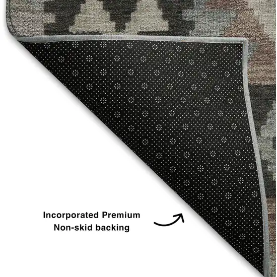 Taupe And Charcoal Tribal Washable Area Rug With UV Protection Photo 7