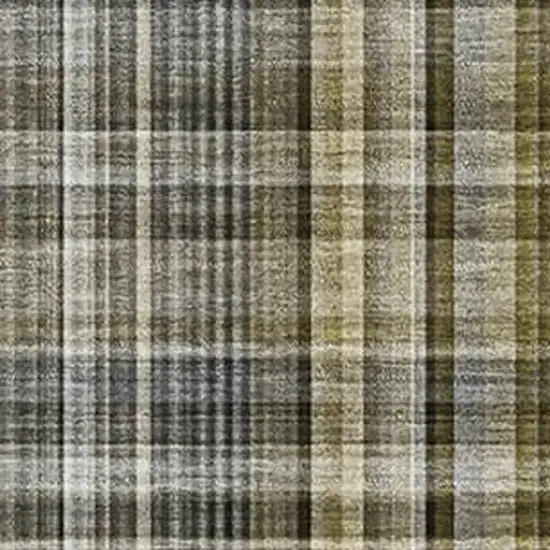 Taupe And Coffee Plaid Washable Area Rug With UV Protection Photo 3