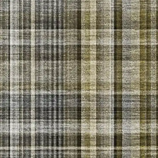 Taupe And Coffee Plaid Washable Area Rug With UV Protection Photo 3