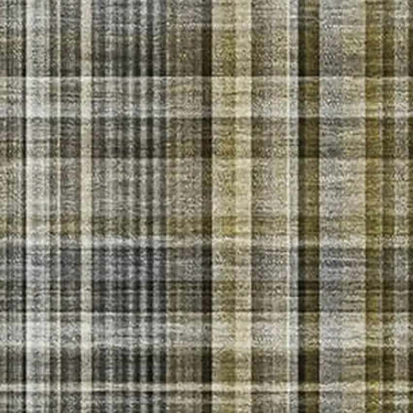 Taupe And Coffee Plaid Washable Area Rug With UV Protection Photo 3
