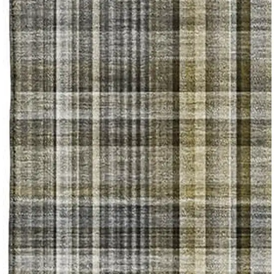 Taupe And Coffee Plaid Washable Area Rug With UV Protection Photo 3