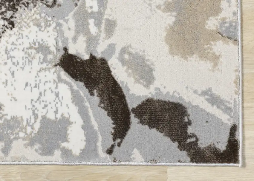 Taupe And Cream Abstract Area Rug Photo 8