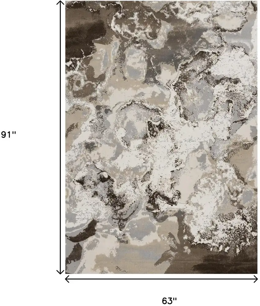 Taupe And Cream Abstract Area Rug Photo 3