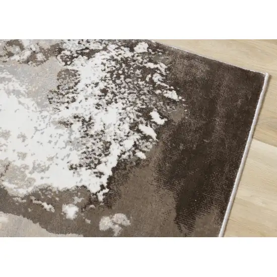 Taupe And Cream Abstract Area Rug Photo 7