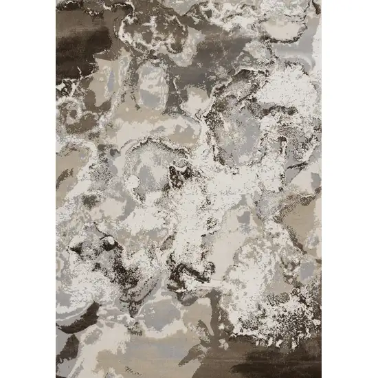 Taupe And Cream Abstract Area Rug Photo 2