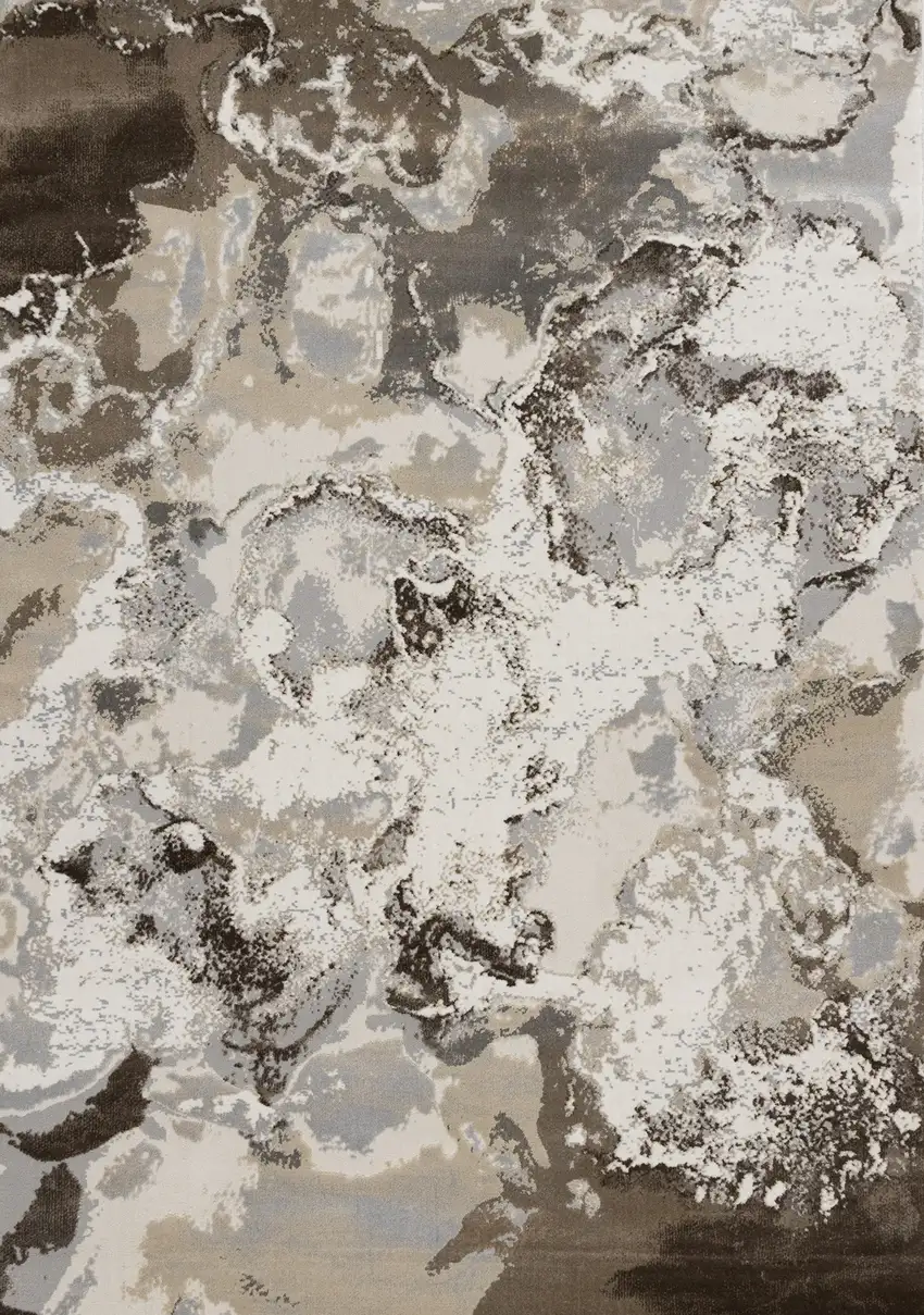 Taupe And Cream Abstract Area Rug Photo 2