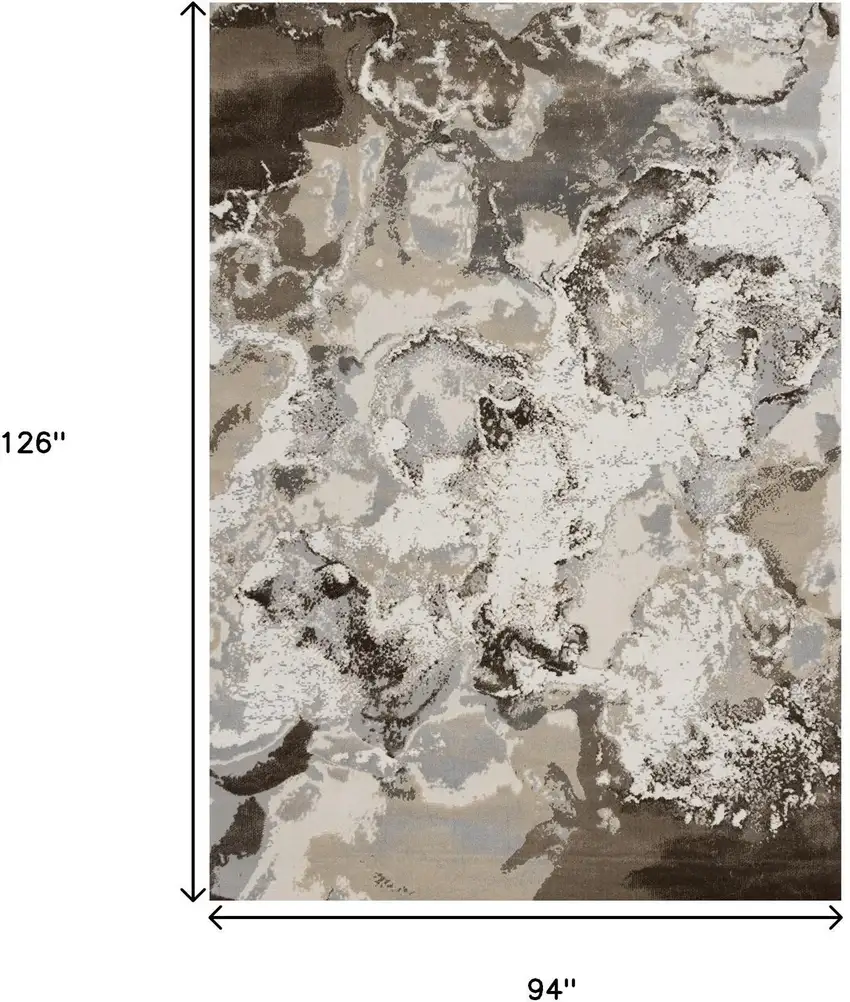 Taupe And Cream Abstract Area Rug Photo 3