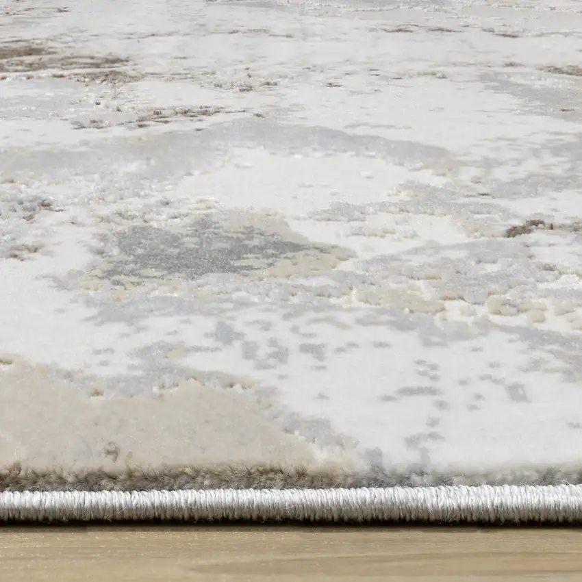 Taupe And Cream Abstract Area Rug Photo 9