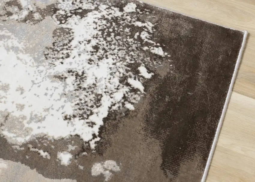 Taupe And Cream Abstract Area Rug Photo 5