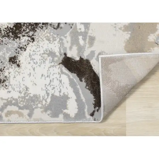 Taupe And Cream Abstract Area Rug Photo 7