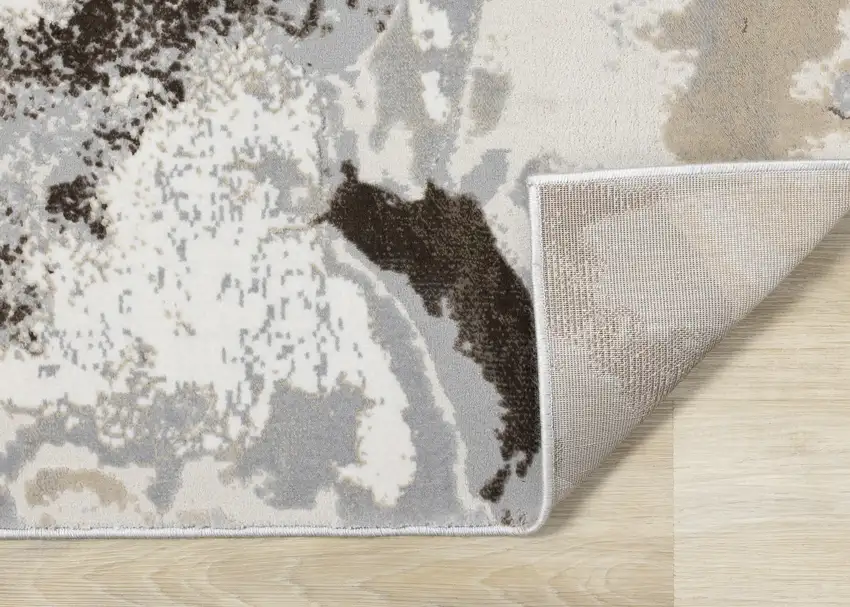 Taupe And Cream Abstract Area Rug Photo 7