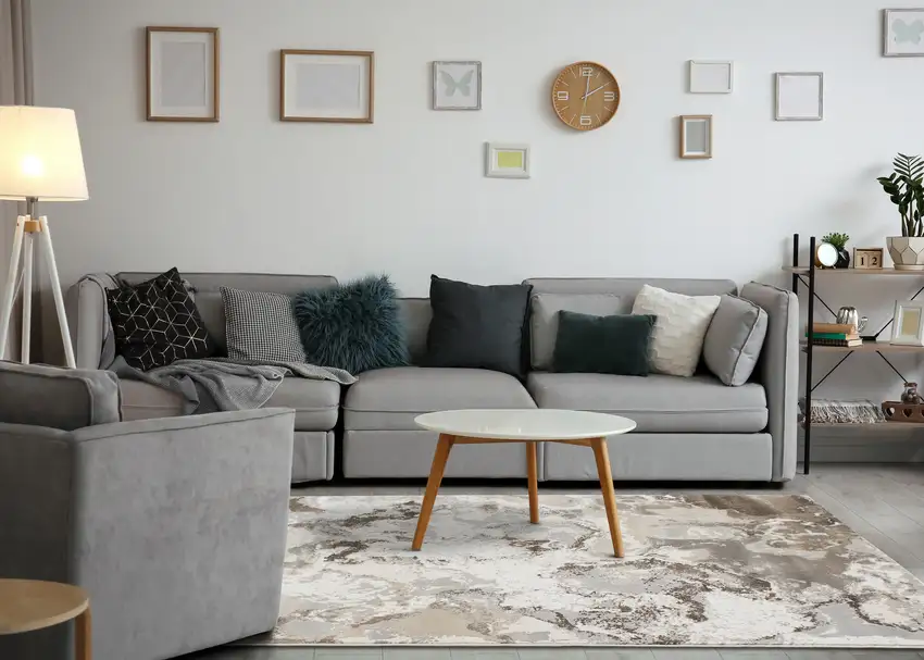 Taupe And Cream Abstract Area Rug Photo 4