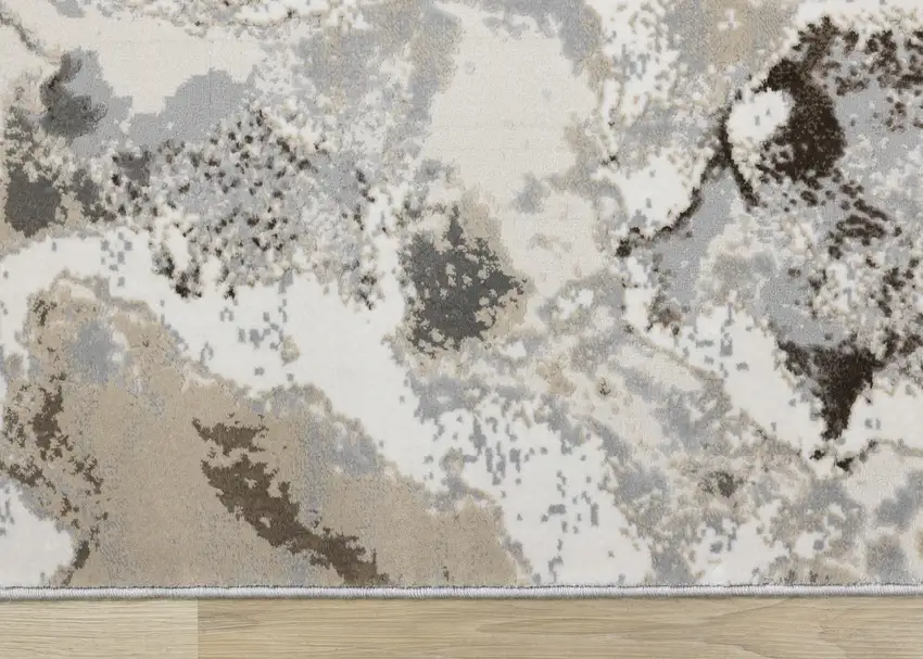 Taupe And Cream Abstract Area Rug Photo 8