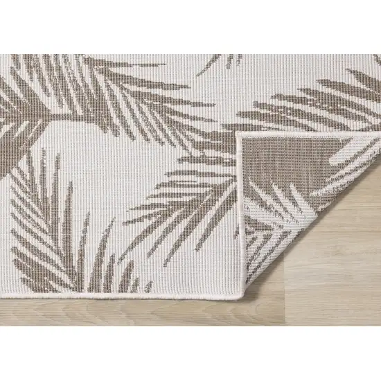 Taupe And Cream Botanical Leaves Area Rug Photo 8