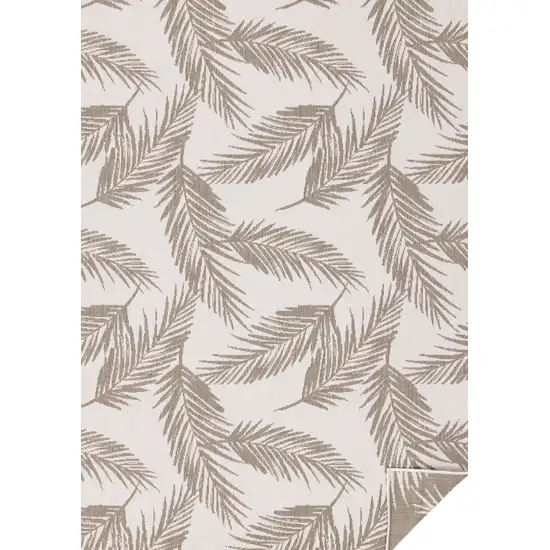 Taupe And Cream Botanical Leaves Area Rug Photo 2