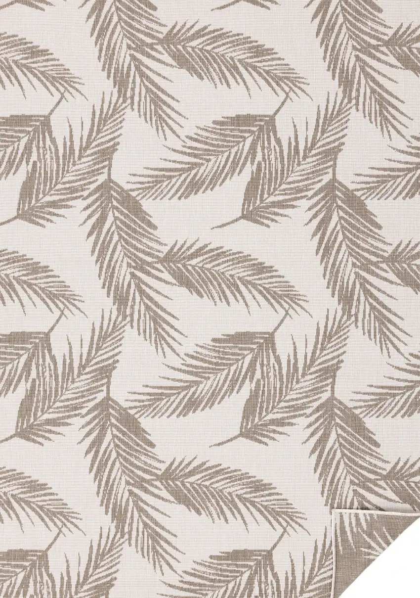 Taupe And Cream Botanical Leaves Area Rug Photo 2