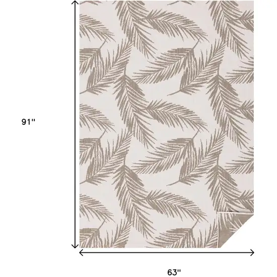 Taupe And Cream Botanical Leaves Area Rug Photo 3