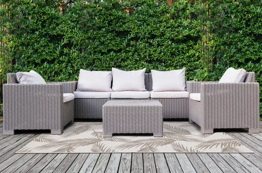 Taupe And Cream Botanical Leaves Area Rug Photo 5