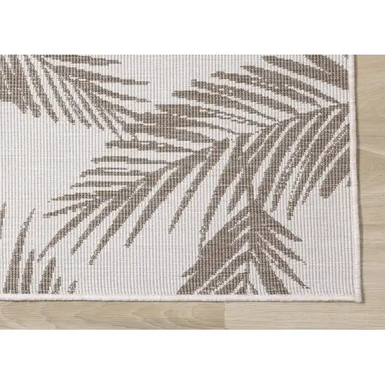 Taupe And Cream Botanical Leaves Area Rug Photo 7