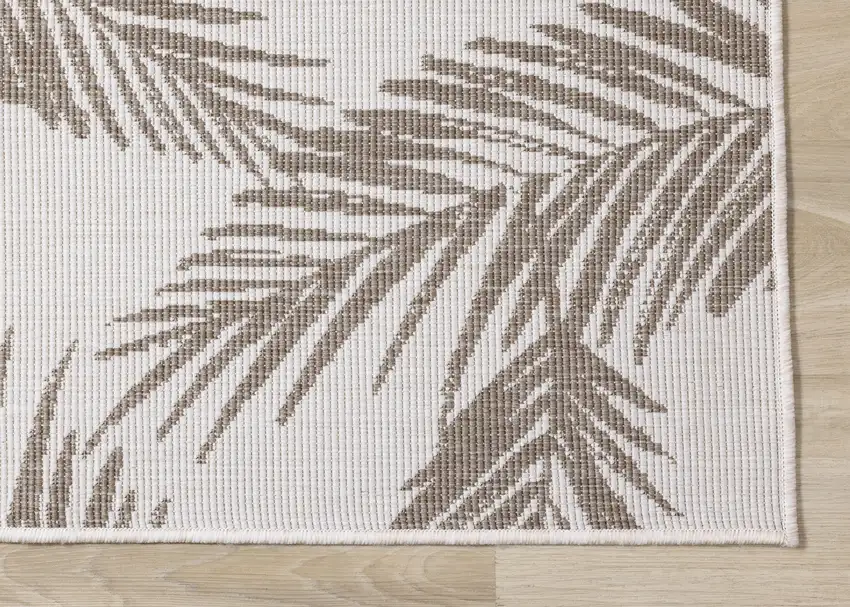 Taupe And Cream Botanical Leaves Area Rug Photo 7